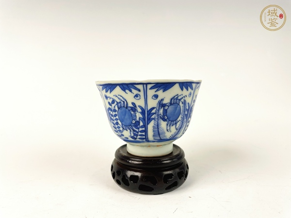古玩陶瓷清光緒·青花魚蝦蟹茶圓真品鑒賞圖