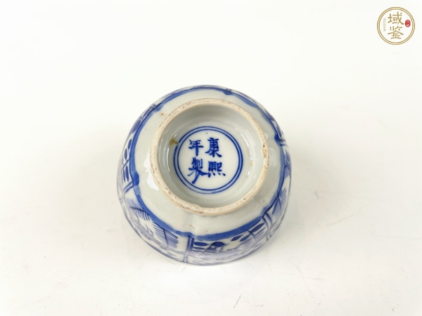 古玩陶瓷清光緒·青花魚蝦蟹茶圓真品鑒賞圖