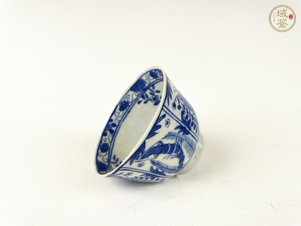 古玩陶瓷清光緒·青花魚蝦蟹茶圓真品鑒賞圖