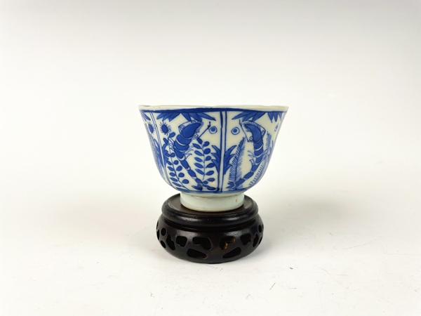 古玩陶瓷清光緒·青花魚蝦蟹茶圓拍賣,當前價格99元