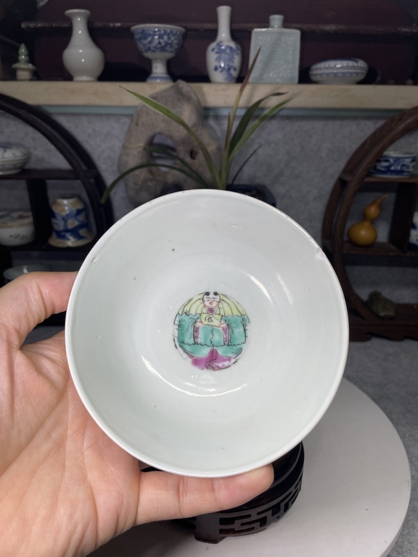 古玩陶瓷清同治細路粉彩百子鬧龍燈碗拍賣，當前價格2799元