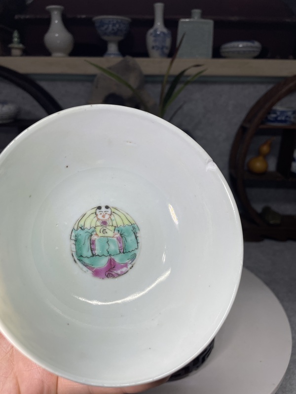 古玩陶瓷清同治細路粉彩百子鬧龍燈碗拍賣，當前價格2799元