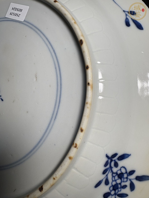 古玩陶瓷晚清青花魚藻紋大盤真品鑒賞圖