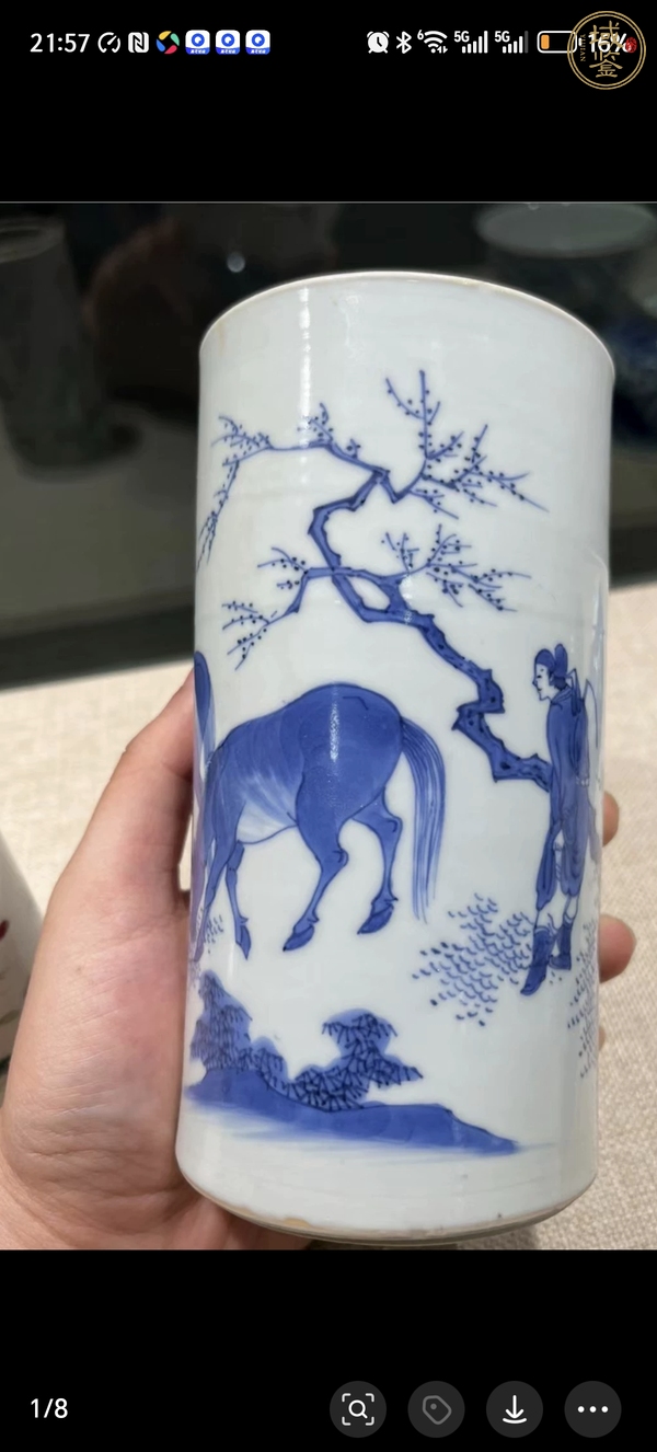 古玩青花筆筒真品鑒賞圖
