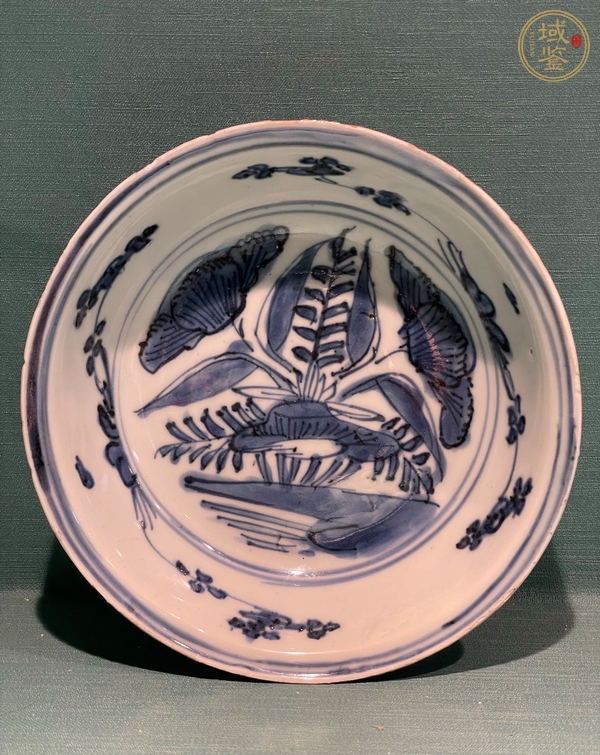 古玩陶瓷花卉紋青花盤真品鑒賞圖