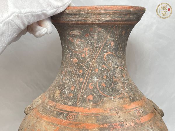 古玩陶瓷灰陶彩繪鋪首壺真品鑒賞圖