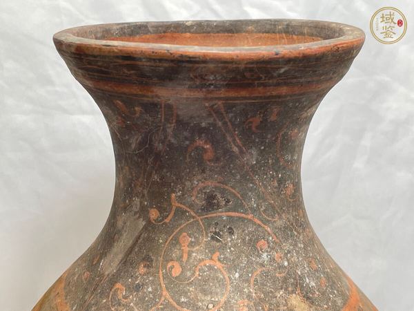 古玩陶瓷灰陶彩繪鋪首壺真品鑒賞圖