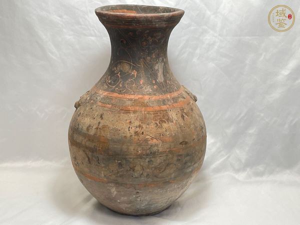 古玩陶瓷灰陶彩繪鋪首壺真品鑒賞圖