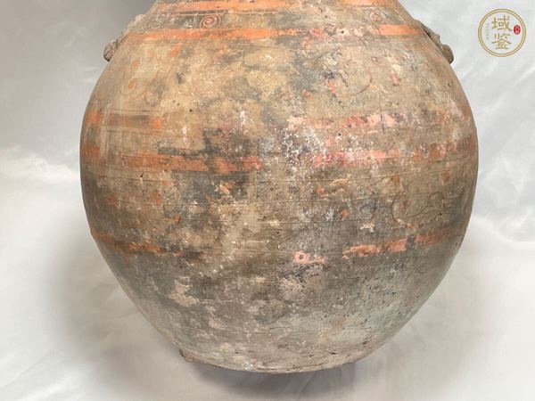 古玩陶瓷灰陶彩繪鋪首壺真品鑒賞圖