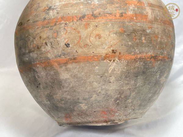 古玩陶瓷灰陶彩繪鋪首壺真品鑒賞圖