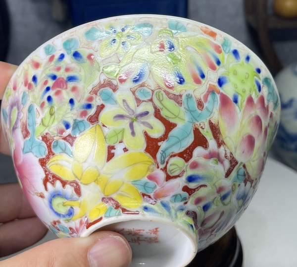 古玩陶瓷民國-粉彩花卉紋茶碗拍賣,當前價格1699元