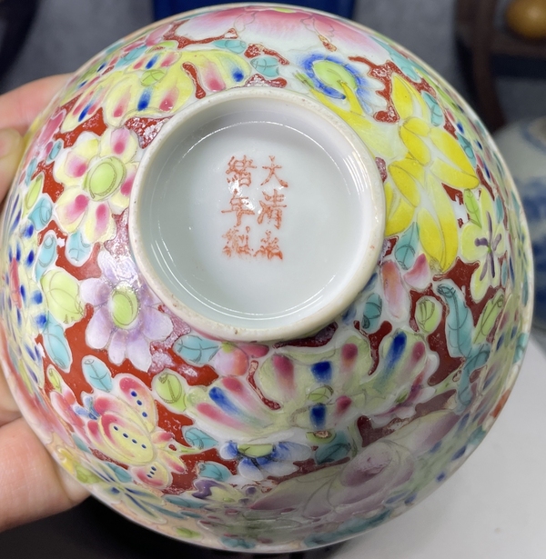 古玩陶瓷民國-粉彩花卉紋茶碗拍賣,當前價格1699元