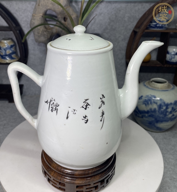 古玩陶瓷淺絳彩山水人物紋茶壺真品鑒賞圖