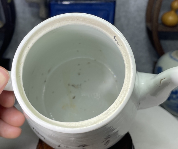 古玩陶瓷民國-淺絳彩山水人物紋茶壺拍賣，當前價格1369元