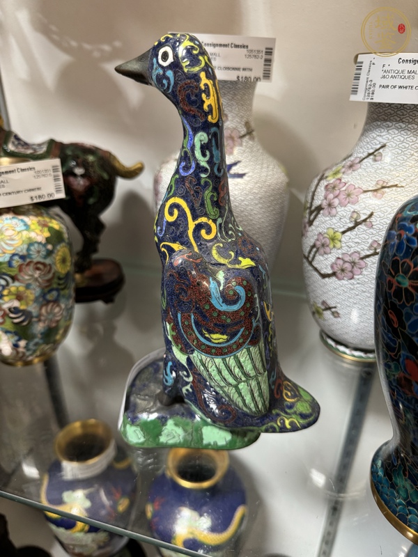 古玩雜項景泰藍鴨子擺件真品鑒賞圖