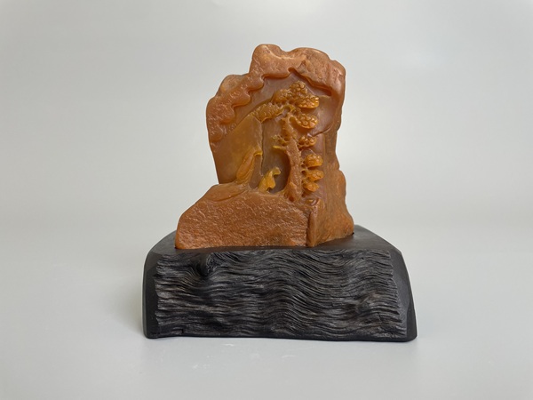 古玩轉(zhuǎn)賣浮雕松下問童子田黃石擺件拍賣，當(dāng)前價(jià)格138元