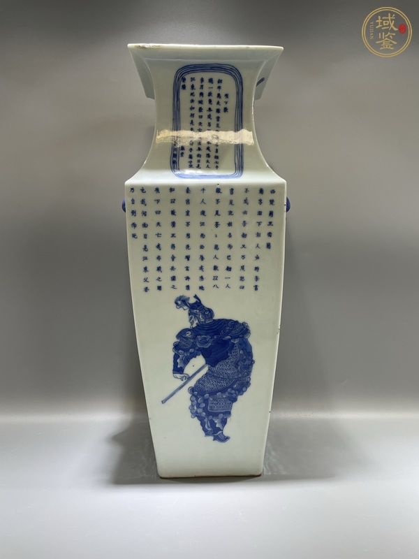 古玩清道光 極品青花無雙譜四方瓶真品鑒賞圖