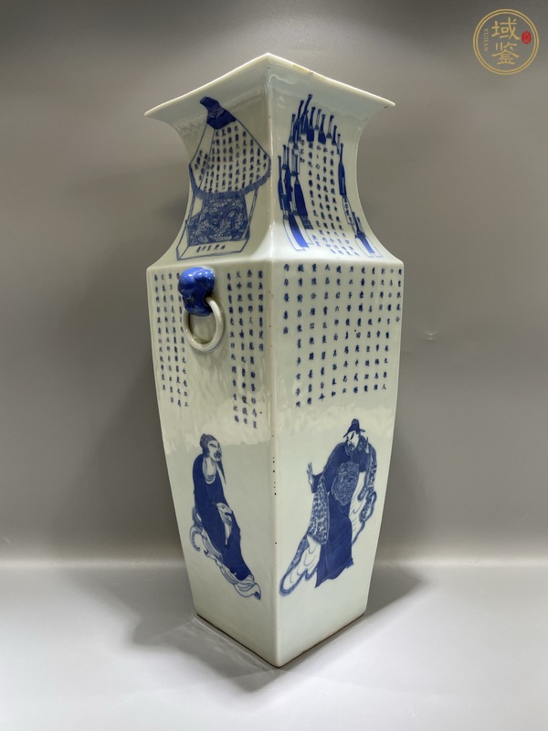 古玩陶瓷清道光 極品青花無雙譜四方瓶真品鑒賞圖