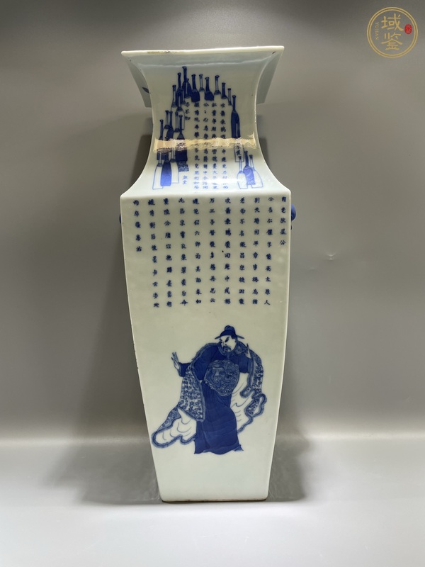 古玩陶瓷清道光 極品青花無雙譜四方瓶真品鑒賞圖