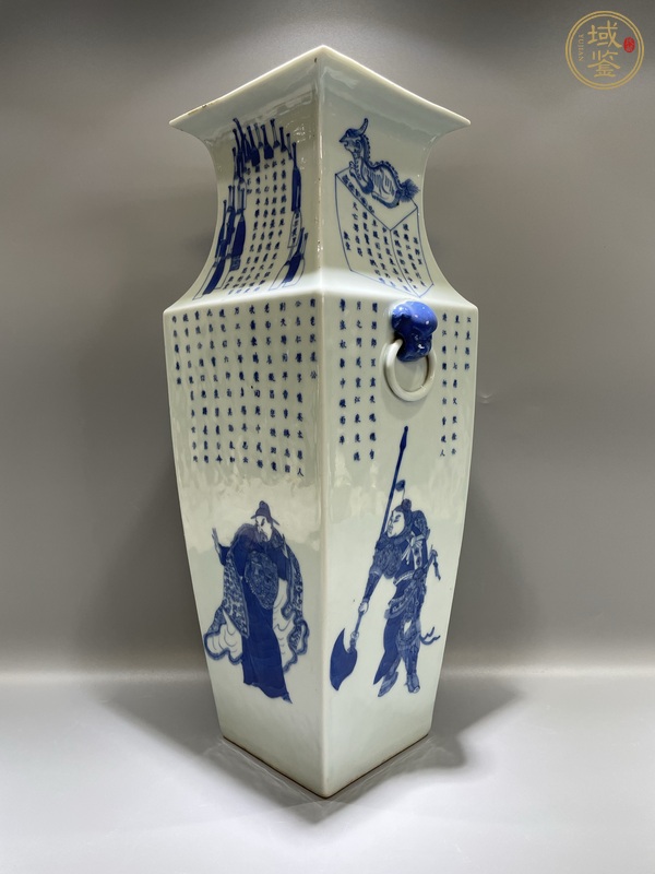 古玩陶瓷清道光 極品青花無雙譜四方瓶真品鑒賞圖