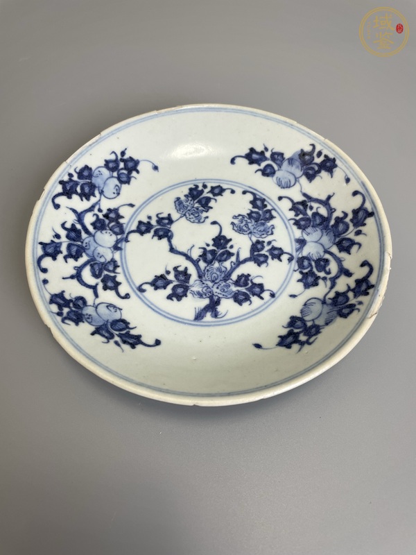 古玩陶瓷清雍正 青花福壽三多紋盤真品鑒賞圖