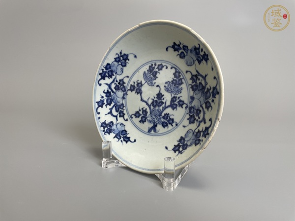 古玩陶瓷清雍正 青花福壽三多紋盤真品鑒賞圖
