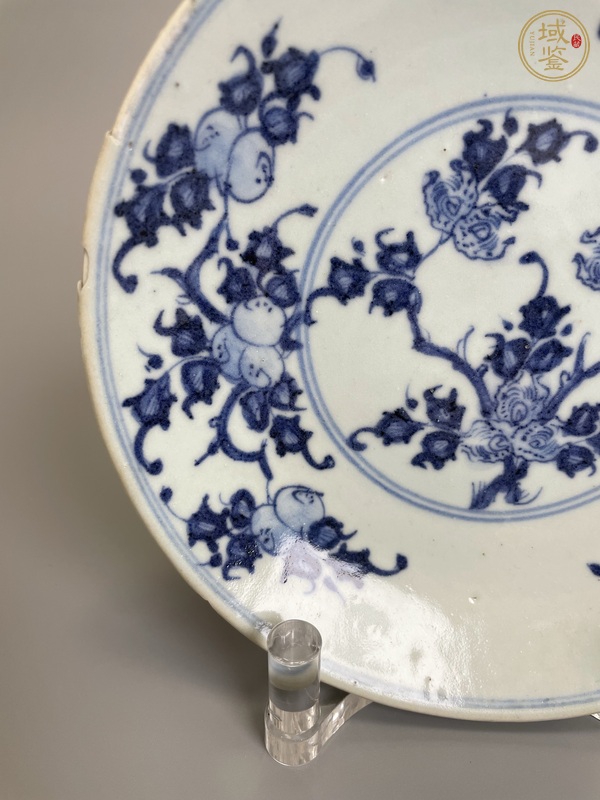古玩陶瓷清雍正 青花福壽三多紋盤真品鑒賞圖