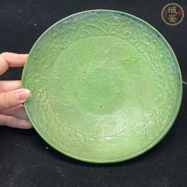 古玩遼綠釉印花盤真品鑒賞圖