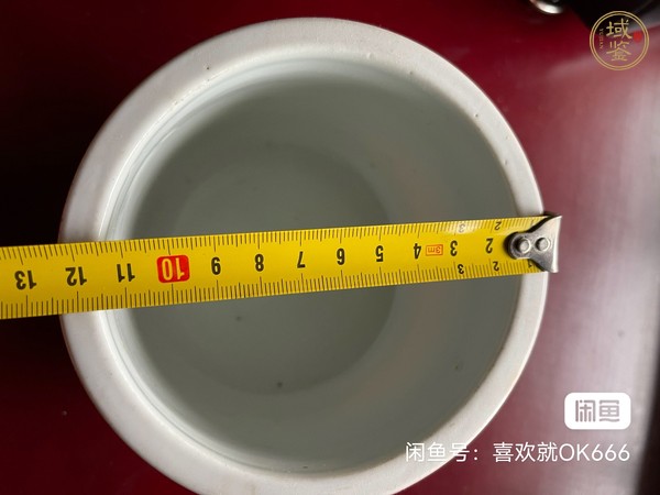 古玩陶瓷珊瑚紅釉描金圈足筒式香爐真品鑒賞圖