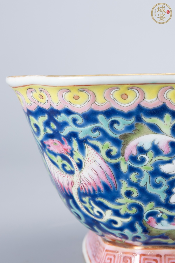 古玩陶瓷晚清細路粉彩高足碗真品鑒賞圖