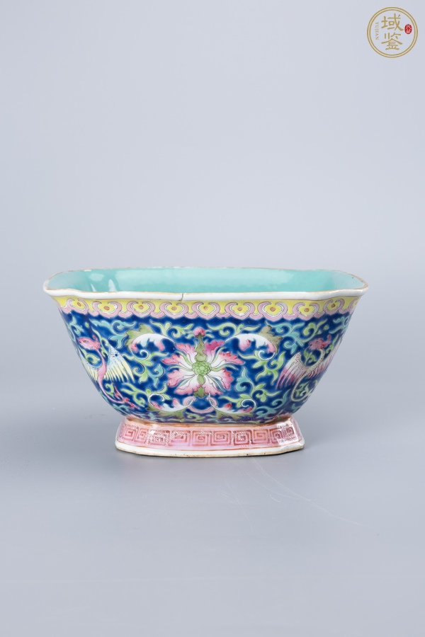 古玩陶瓷晚清細路粉彩高足碗真品鑒賞圖