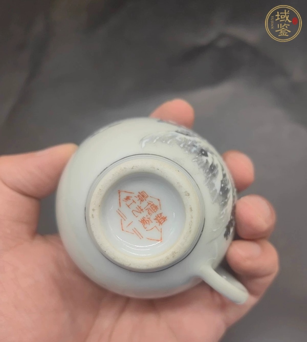 古玩陶瓷雪景山水紋馬杯真品鑒賞圖