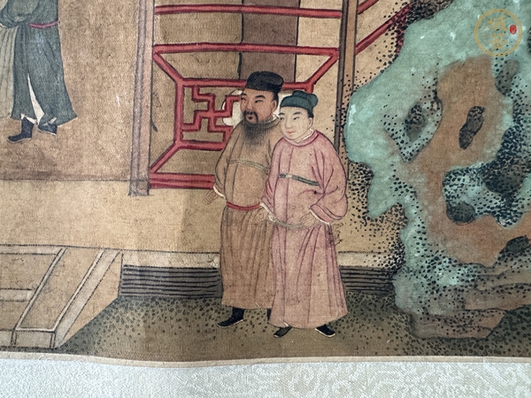 古玩字畫仇英款工筆人物手卷真品鑒賞圖