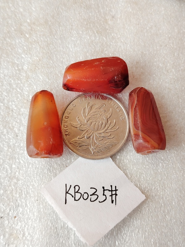 古玩轉(zhuǎn)賣天然紅瑪瑙多棱珠3顆拍賣，當(dāng)前價(jià)格1280元