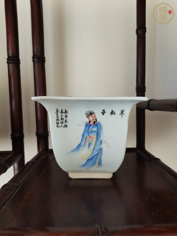 古玩陶瓷粉彩無雙譜人物花盆真品鑒賞圖