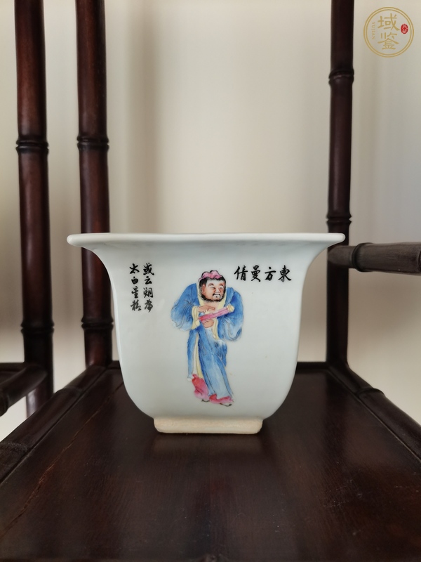 古玩陶瓷粉彩無雙譜人物花盆真品鑒賞圖