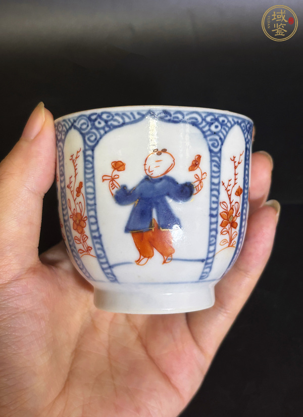 古玩陶瓷青花礬紅描金杯碟真品鑒賞圖