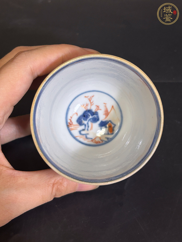 古玩陶瓷青花礬紅描金杯碟真品鑒賞圖