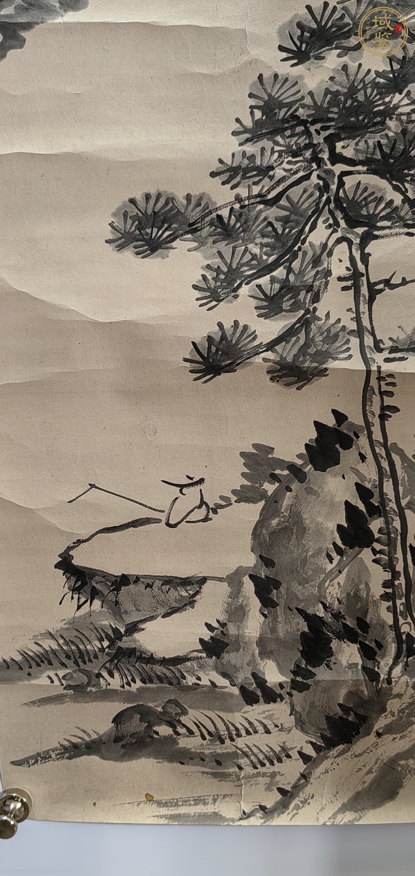 古玩字畫清末民初山水《垂釣》真品鑒賞圖