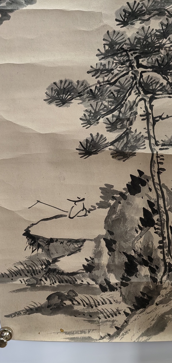 古玩字畫清末民初山水《垂釣》拍賣，當前價格120元