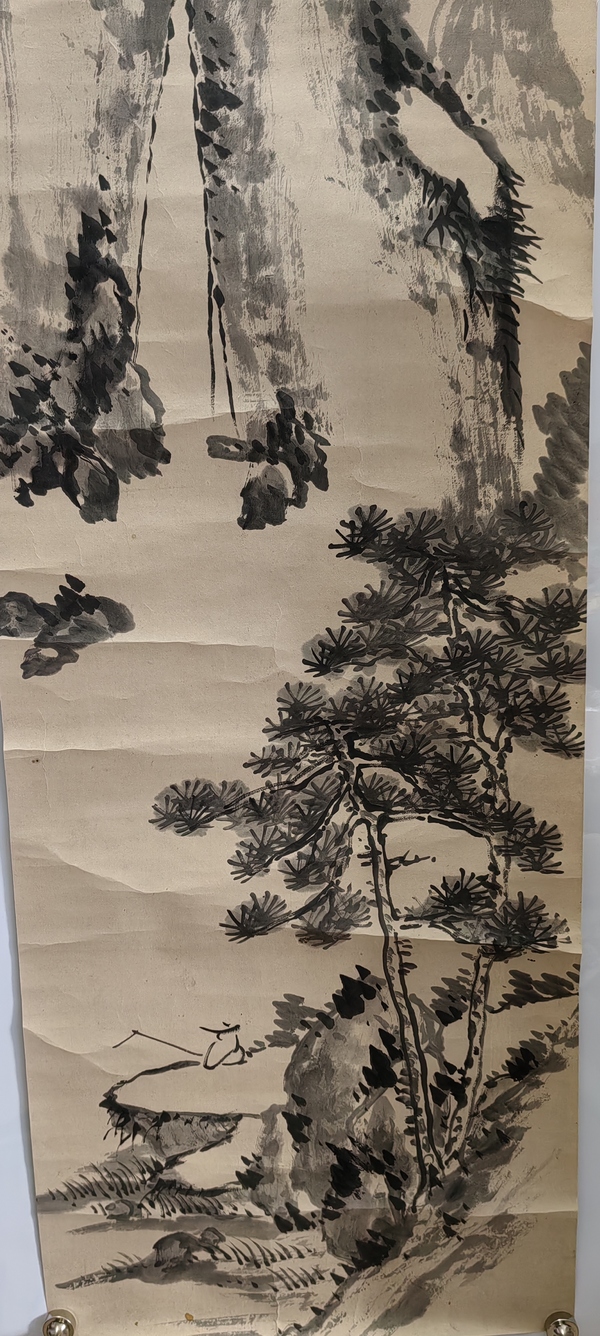 古玩字畫清末民初山水《垂釣》拍賣，當前價格120元