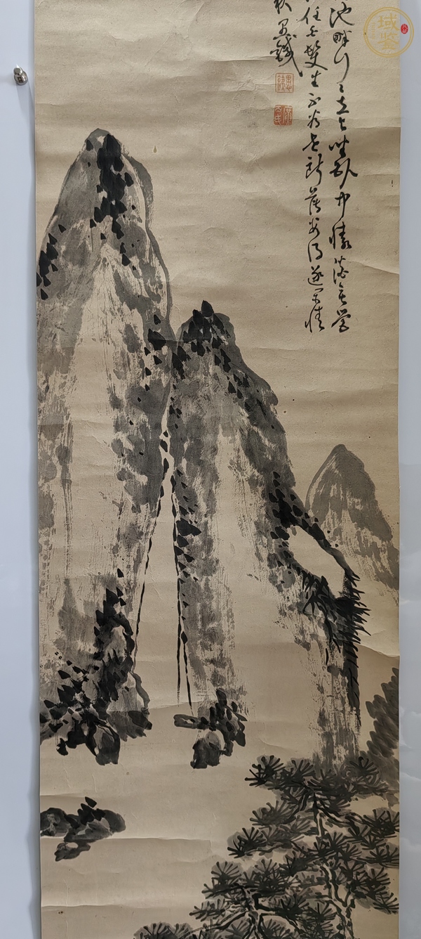 古玩字畫清末民初山水《垂釣》真品鑒賞圖