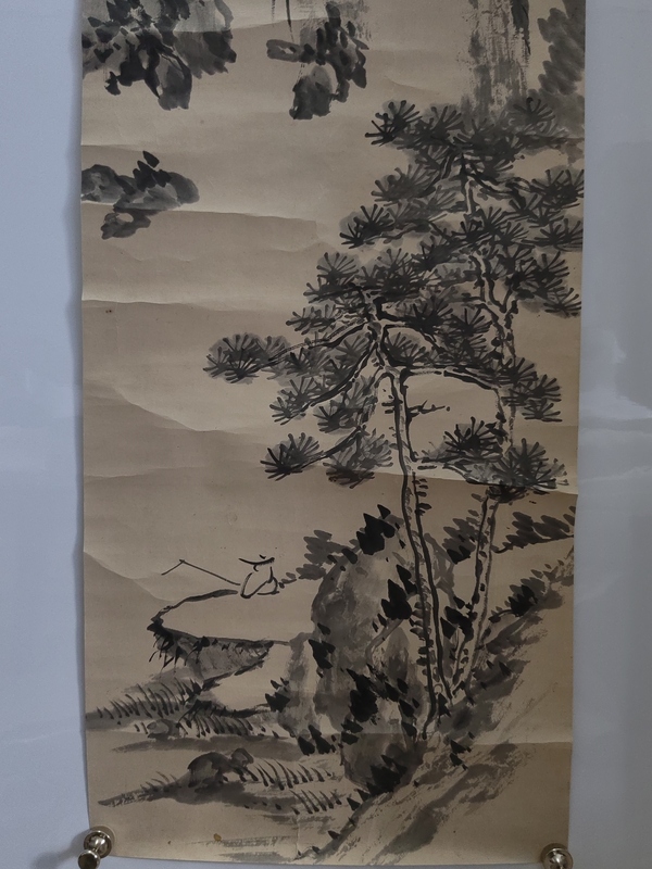 古玩字畫清末民初山水《垂釣》拍賣，當前價格120元