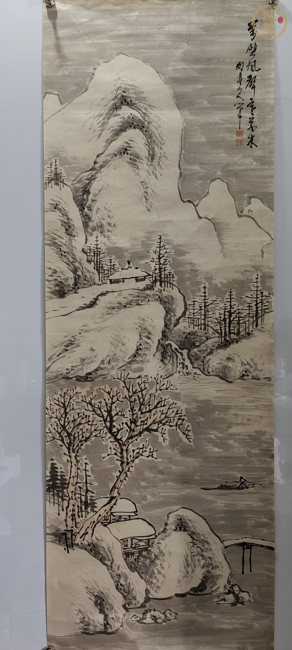古玩民國《寒江獨釣》真品鑒賞圖