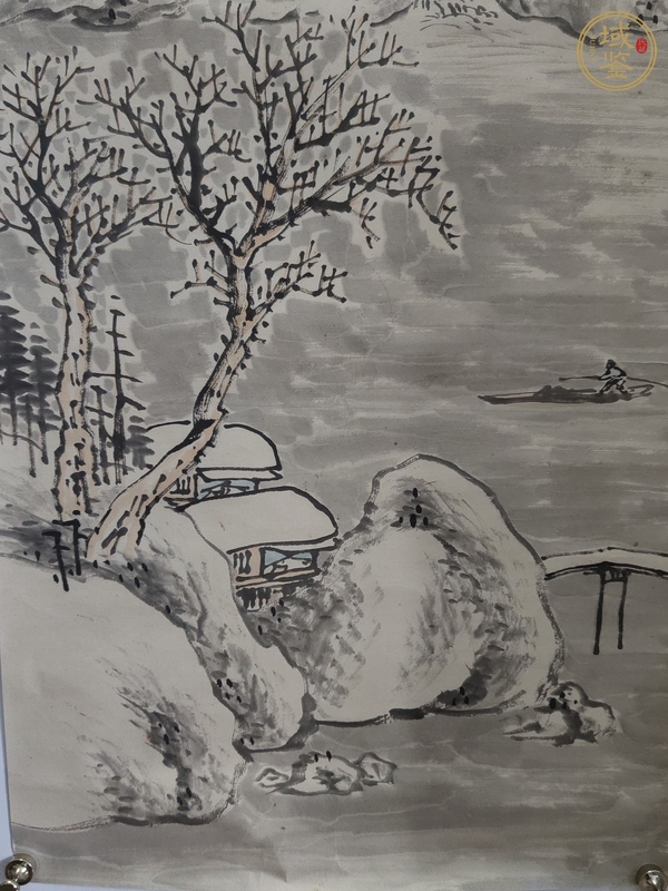 古玩字畫民國《寒江獨釣》真品鑒賞圖