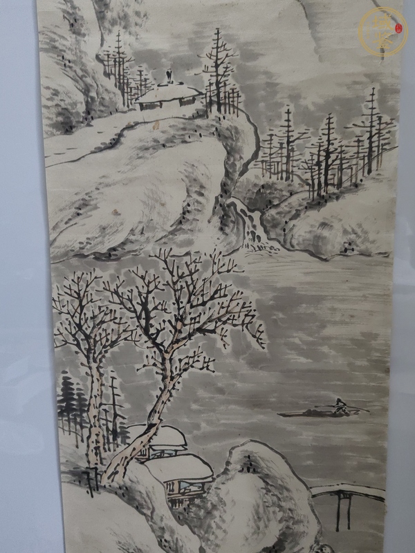 古玩字畫民國《寒江獨釣》真品鑒賞圖