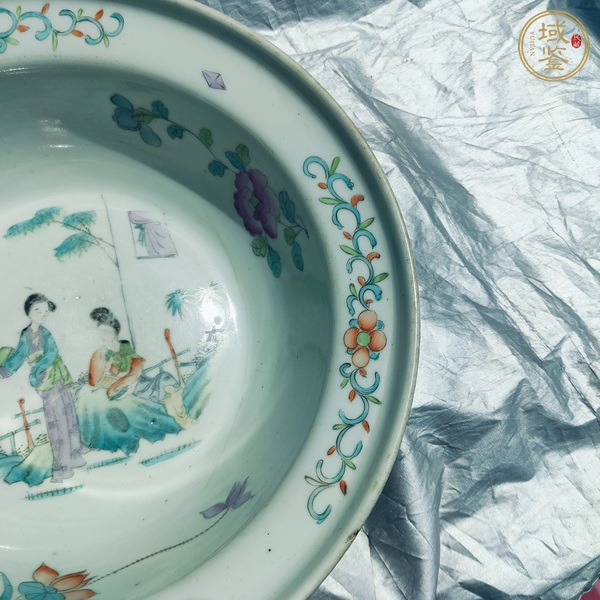 古玩陶瓷仕女紋粉彩凈手盆真品鑒賞圖