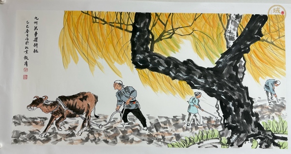 古玩字畫巴人汲水圖真品鑒賞圖