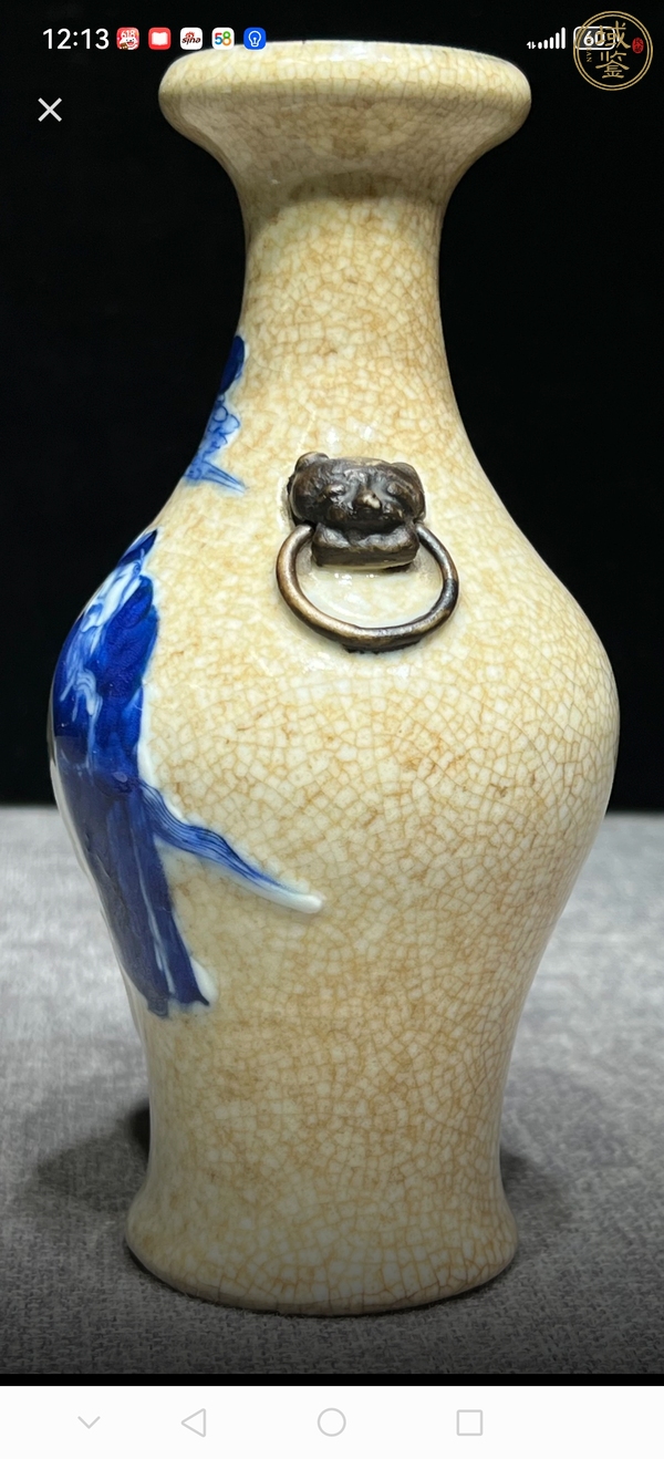 古玩陶瓷哥釉青花瓶真品鑒賞圖