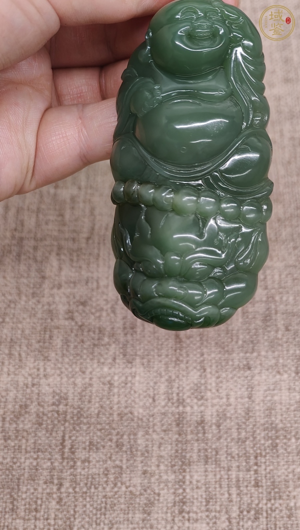 古玩玉器碧玉佛公雕件真品鑒賞圖